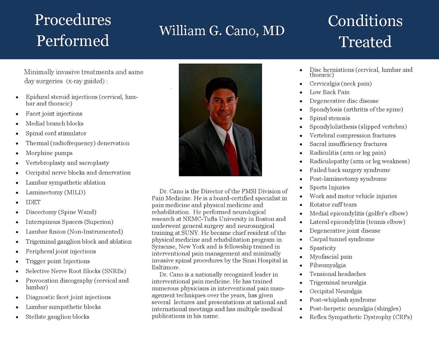 William G Cano, MD and Melissa Ziegler PA, PMSI-Division of Pain Medicine photo 4