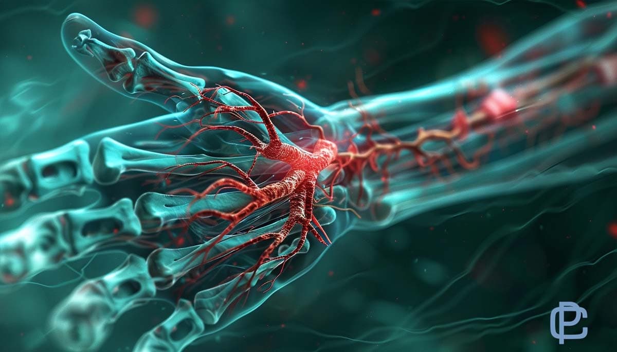 Featured image depicting a hand and bundles of nerves displaying vividly a hand suffering from Entrapment Neuropathy|Featured image depicting a hand and bundles of nerves displaying vividly a human with Carpal tunnel syndrome