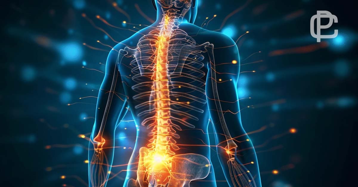 Featured image depicting an xray style image and spinal nerves displaying patient suffering from Proximal Neuropathy