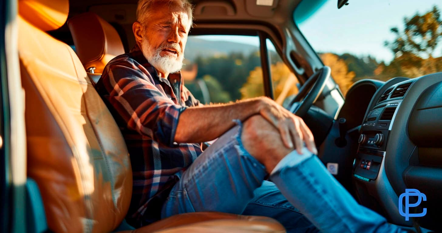 Image of a man with Knee Pain While Driving